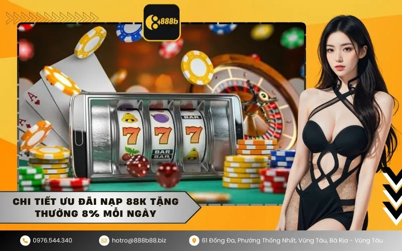 Chi tiết ưu đãi nạp 88K tặng thưởng 8% mỗi ngày